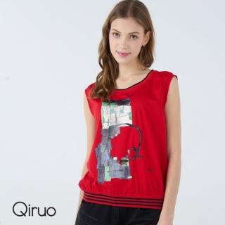 【Qiruo 奇若名品】春夏專櫃無袖紅色棉上衣7014D 背心上衣(M-2XL)
