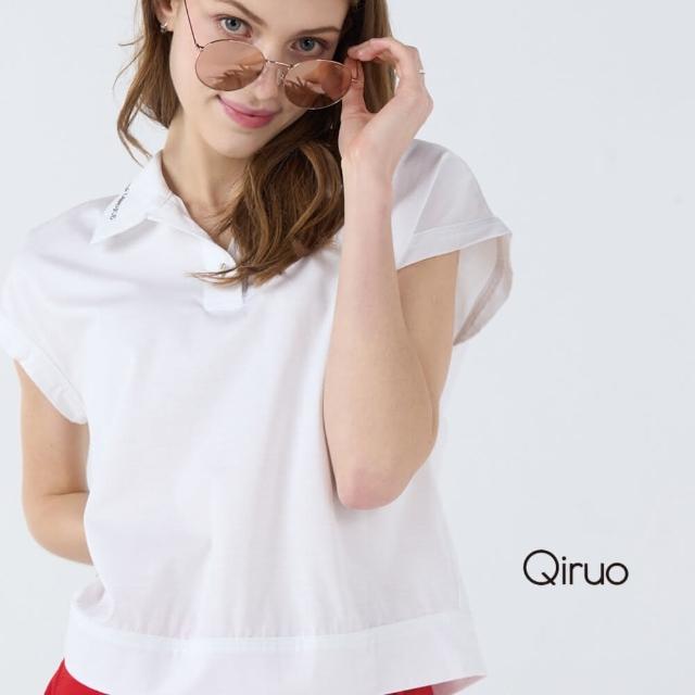 【Qiruo 奇若名品】春夏專櫃白色短袖上衣7084A 有領設計(M-2XL)