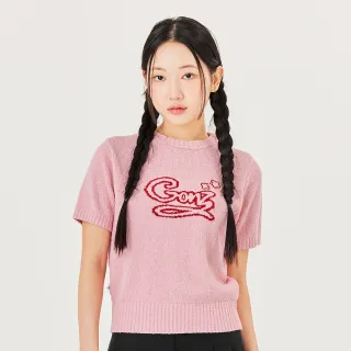 【Mark Gonzales官方旗艦】女裝 GONZ 短版短袖針織上衣-粉紅色