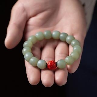 【MoonDy】手鍊 新疆和田玉 且末藍 飾品 串珠手鍊 手串 硃砂蓮花 佛珠手鍊 男女通用 手鍊女 手