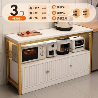 【卓禾傢俱】三櫃門 暖白色120cm 送安裝工具(廚房置物架 餐廚櫃 儲物櫃 餐邊櫃 靠牆一體收納櫃 預購15天)