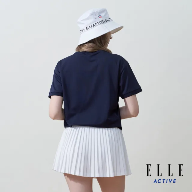 【ELLE ACTIVE】女款 寬鬆版印花圓領短袖T恤-深藍色(EA25S2F1603-39)