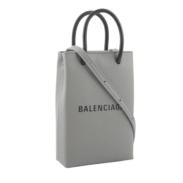 【Balenciaga 巴黎世家】Logo購物手機袋(灰色)
