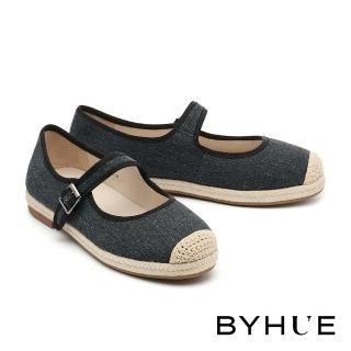 【BYHUE】率性舒適異材質瑪莉珍軟芯厚底鞋(黑)
