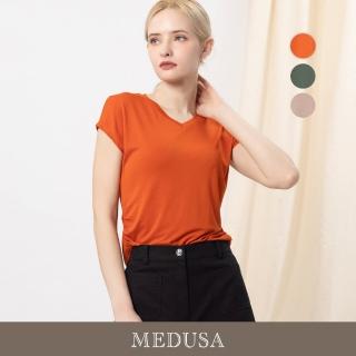 【MEDUSA 曼度莎】現貨-輕柔V領嫘縈休閒上衣 - 3色（M-XL）｜女休閒上衣 女短袖上衣 修身上衣(601-31501)