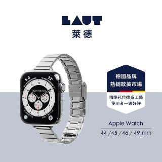 【LAUT 萊德】Apple Watch 42/44/45/46/49mm 時尚不銹鋼錶帶-銀(手錶帶)