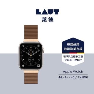 【LAUT 萊德】Apple Watch 42/44/45/46/49mm 磁吸時尚錶帶-咖啡(手錶帶)