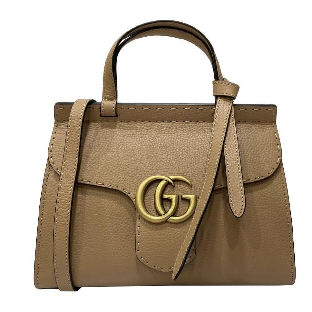 【GUCCI 古馳】779796 經典復古LOGO暗釦手拿斜背包(膚色)