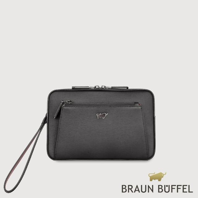 【BRAUN BUFFEL 德國小金牛】台灣總代理 維克多-CNY 手拿包-黑色(BF567-03-BK)