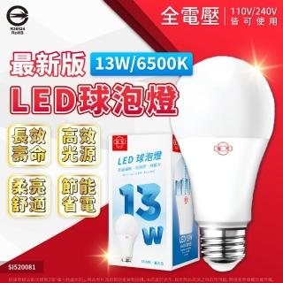 【旭光】6入組 LED 燈泡 13W 6500K 白光 E27 全電壓 球泡燈