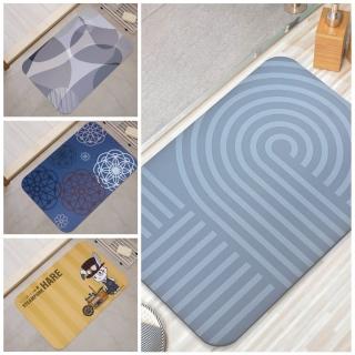 【怪獸居家生活】rubber anne 臺灣製 軟式珪藻土吸水地墊 OUTLET選品 布質彩印設計款(60cm x 40cm)