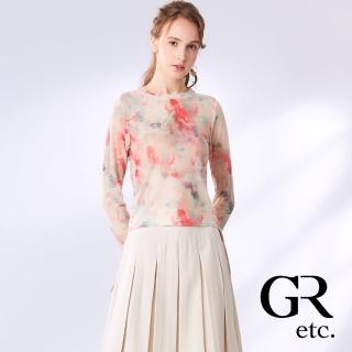 【GLORY21】網路獨賣款-etc.透膚網布側抽繩長袖上衣(粉紅色)