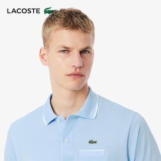 【LACOSTE】男裝-經典版型口袋裝飾 L.12.12短袖Polo衫(淺藍色)