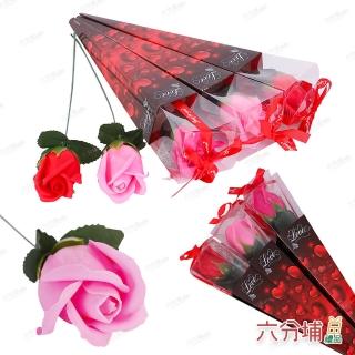 【六分埔禮品】30cm玫瑰香皂花紙盒-三入組-多色任選(擺飾情人節婚禮畢業禮謝師禮母親節人造花玫瑰花禮盒)