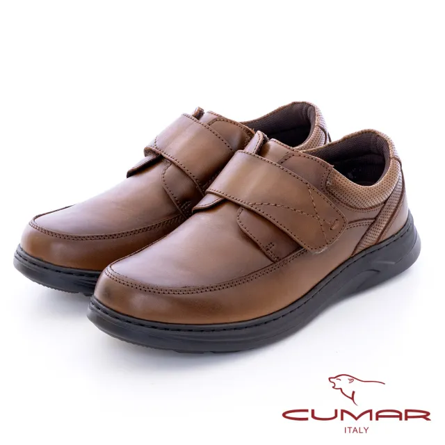 【CUMAR】頂級柔軟皮革魔術氈氣墊鞋(棕色)