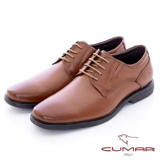 【CUMAR】超輕舒適大底真皮綁帶休閒皮鞋(棕色)