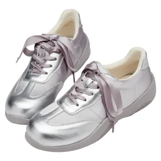 【Grace Gift】仙氣柔光緞帶機能德訓鞋(銀)