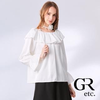 【GLORY21】網路獨賣款-etc.浪漫荷葉露肩造型上衣-附玫瑰花綁帶(白色)