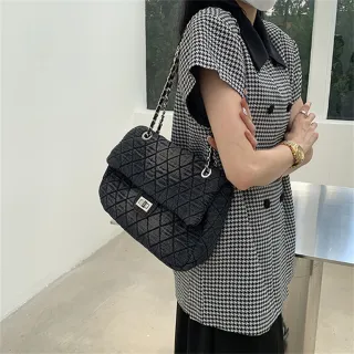 【MoonDy】雙11 包包女 小香風包包 鏈條包包 大包包 菱格包包 洗水牛仔布包包 流浪包包 肩背包 