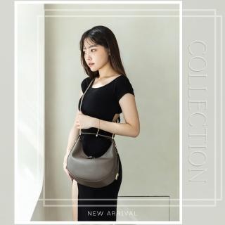 【MYMY】個性時尚 半月馬鞍包 咖啡棕(側揹包/手提包/斜揹包/真皮/女包)