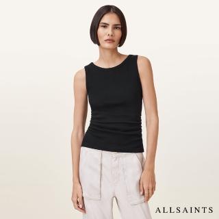 【ALLSAINTS】KATARINA 彈性棉質抽皺背心-黑 W192JC(常規版型)