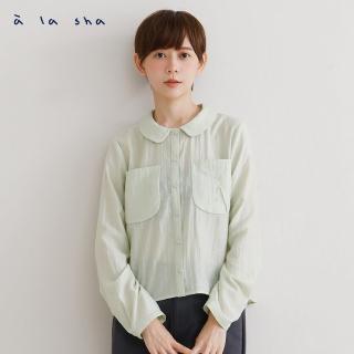 【a la sha】半透明口袋剪接襯衫