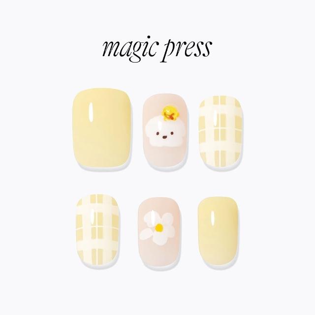 【DASHING DIVA】MAGICPRESS 薄型美甲片_花糖馬爾(免照燈 可修剪 狗狗 小白花 格紋 奶油黃 馬卡龍)