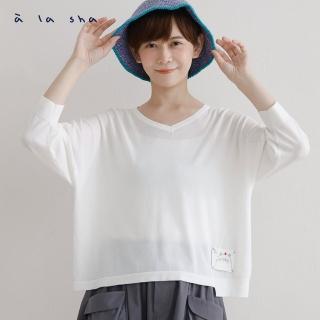 【a la sha】V領蘋果貓針織上衣