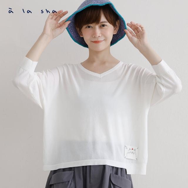 【a la sha】V領蘋果貓針織上衣