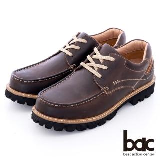 【bac】工裝風格 三色全能真皮厚底休閒鞋(咖啡色)