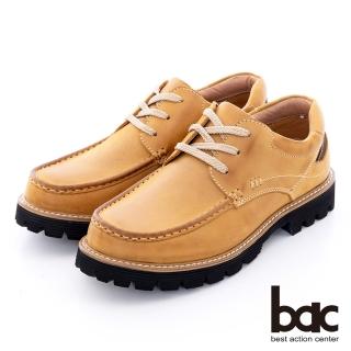 【bac】工裝風格 三色全能真皮厚底休閒鞋(土黃色)