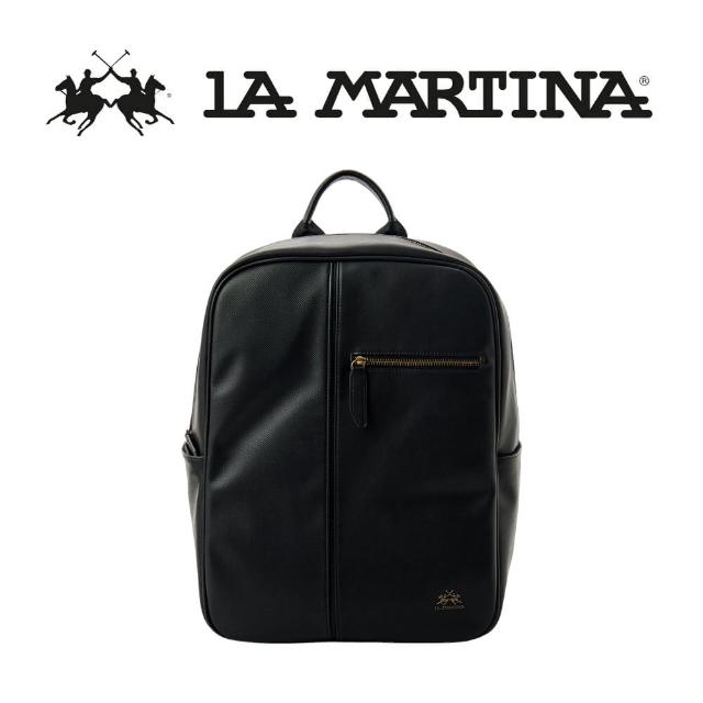 【LA MARTINA】義大利原裝進口 頂級皮革後背包 1307T(黑色)
