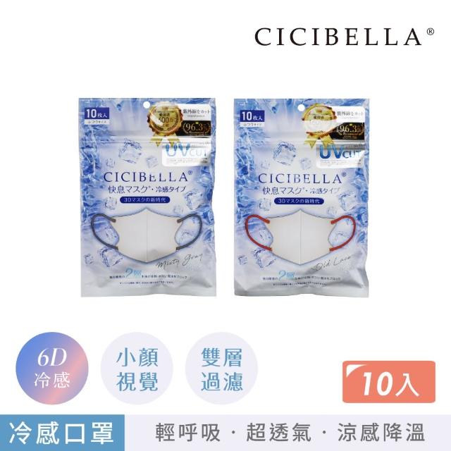 【CICIBELLA】6D冷感輕呼吸口罩-10入(2色)