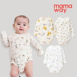 【mamaway 媽媽餵】新生兒Q彈棉質長袖包屁衣 1入(多款任選)