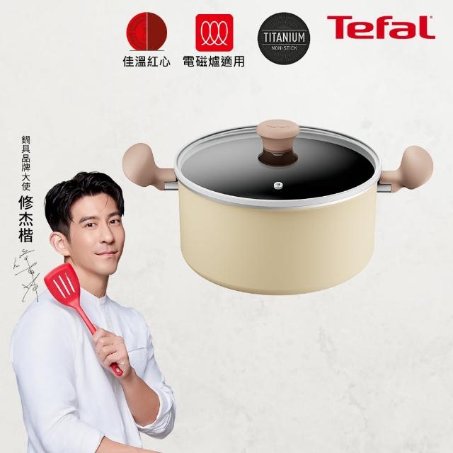【Tefal 特福】Daisy系列24CM不沾鍋雙耳湯鍋-加蓋(IH爐可用鍋/電磁爐適用)