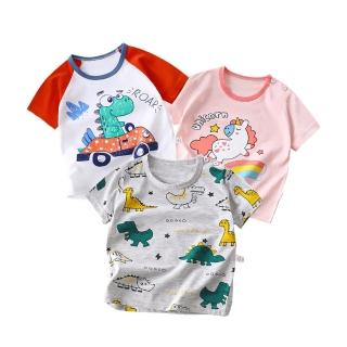 【JoyNa】兒童短袖上衣 圓領肩扣寶寶短袖上衣 春夏童裝 透氣短袖上衣(男童/女童)