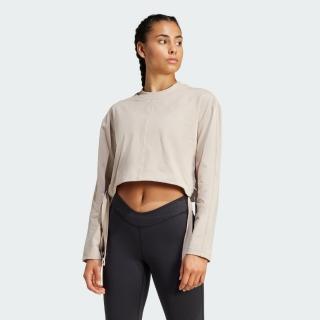 【adidas 愛迪達】短版長袖上衣 吸濕排汗 女 IX0473