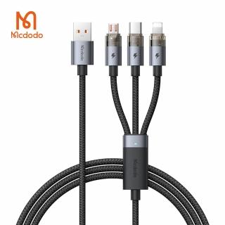 【Mcdodo】一分三 USB to Type-C/Lightning/MicroUSB 120cm快充充電線(CA-715/麥多多)