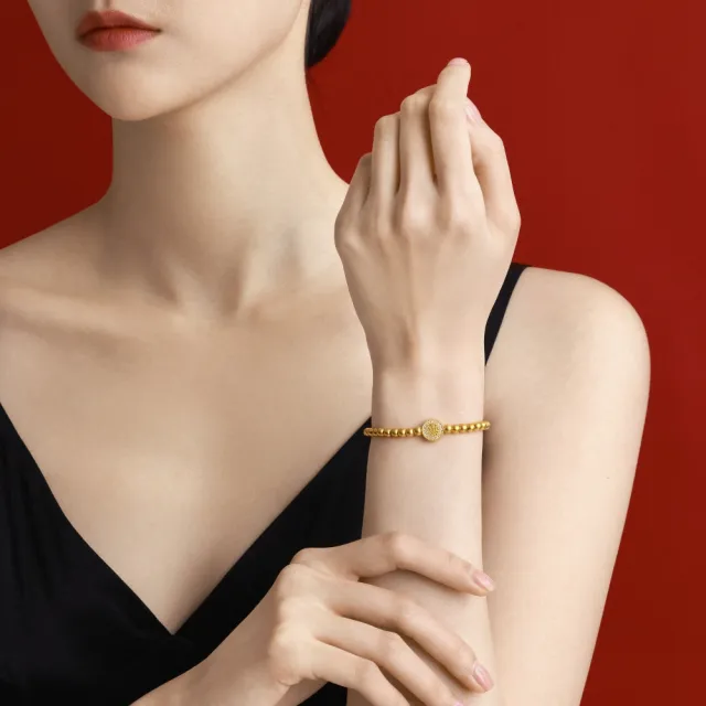【點睛品】佛韻蓮心 黃金鑽石手鍊