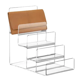 【kurumapop】多功能展示階梯架(錢包展示架 透明壓克力展示層架 精品皮夾展示 眼鏡展示架)