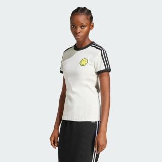 【adidas 愛迪達】短袖上衣 女 三葉草 亞規 SMILEY CALI TEE 白黑 JD3591