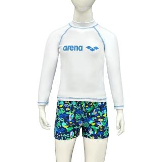 【arena】兒童泳衣 童長袖二件式 男童專業防曬高彈速乾保守 中大童游泳衣 限量 秋冬新款(FW5406J)