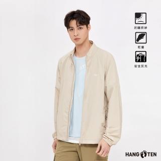 【Hang Ten】男裝-恆溫多功能-防曬涼感原紗立領外套(杏色)