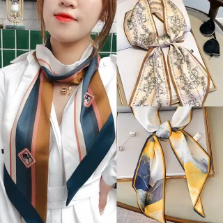 【AnnaSofia】仿絲領巾絲巾圍巾 現貨(多款任選)