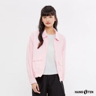 【Hang Ten】女裝-恆溫多功能-防曬涼感原紗外套(灰紅)