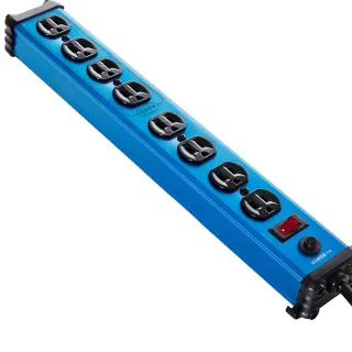 【Castle蓋世特】官方總代理 1開8插 鋁合金抗突波防火防雷保護插座 延長線 電源線-1.8M(晶湛藍)