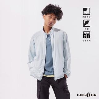【Hang Ten】男裝-恆溫多功能-防曬涼感原紗立領外套(淺藍)