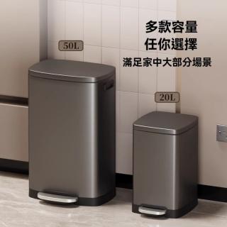 【萬通】50L腳踏式垃圾桶 410不鏽鋼垃圾桶 家用帶蓋輕奢垃圾桶(內外雙桶 靜音緩降 防指紋封釉技術)