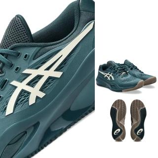 【asics 亞瑟士】GEL-RESOLUTION X CLAY 男款 一般楦 網球鞋 紅土鞋底(1041A485-300 綠 樺木 法網 底線型)