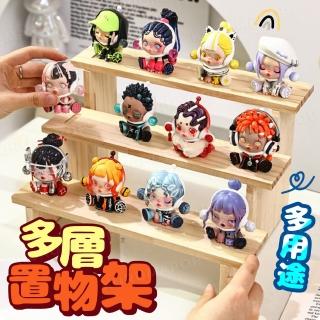 【kurumapop】階梯式展示架 2層(梯形展示木架 手鍊飾品陳列架 水晶展示臺 公仔架 商品陳列架子)